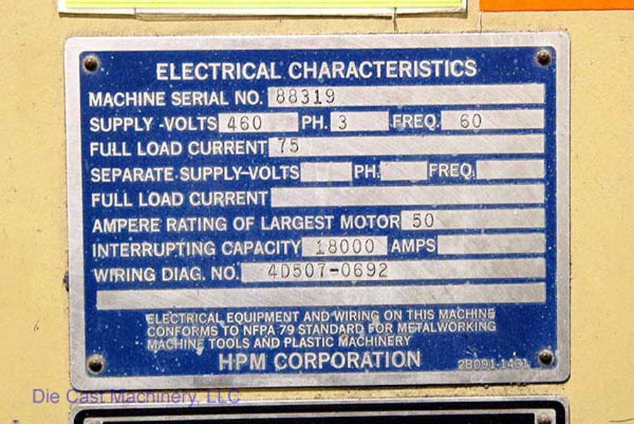 Picture of HPM Horizontal Hot Chamber Zinc (Zamak) High Pressure Die Casting Machine DCMP-1836