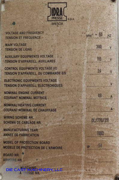 Detailed Pictures of Idra Cold Chamber Die Casting Machine DCMP-3266