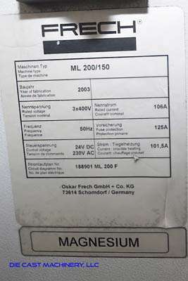 Detailed Pictures of Frech Hot Chamber Die Casting Machine DCMP-3290