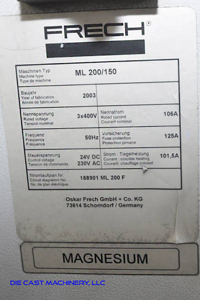 Detailed Pictures of Frech Hot Chamber Die Casting Machine DCMP-3290