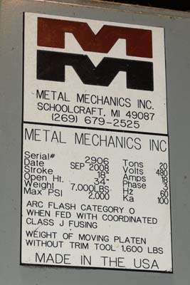 Image of Four Column (Post) Vertical Hydraulic Die Casting Trim Press For_Sale DCM-3842