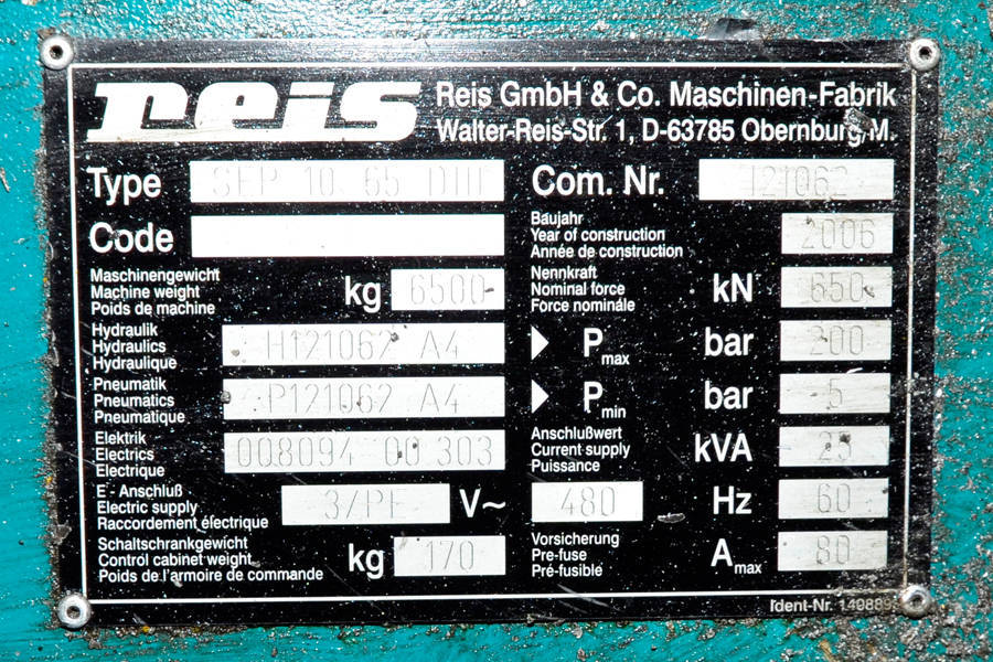 Detailed Pictures of Reis Trim Press Three Column (Post) Vertical Hydraulic Die Casting Trim Press DCMP-3962