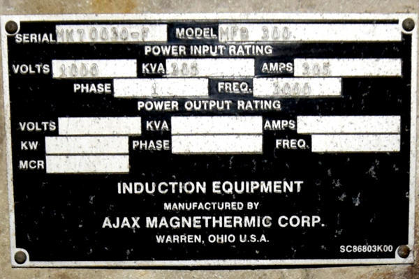 Image of Ajax Tocco Magnathermic Model MFB 300 Induction Aluminum Melting Furnace For_Sale DCM-4192