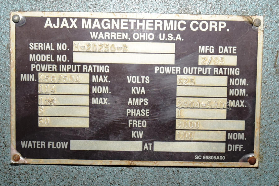 Detailed Pictures of Ajax Tocco Magnathermic Induction Aluminum Melting Furnace DCMP-4192