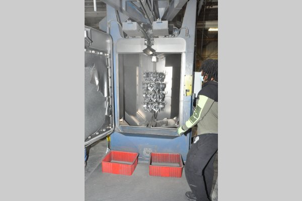 Picture of Wheelabrator Indexing Two Chamber Spinner Hanger Abrasive Shot Blast & Peening Machine DCMP-5357